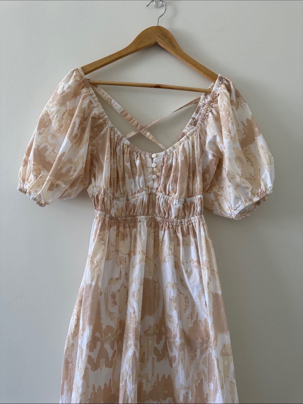 Cleobella Organic Cotton Puff Sleeve Midi Dress Cottagecore Size M Pockets - Picture 5 of 10